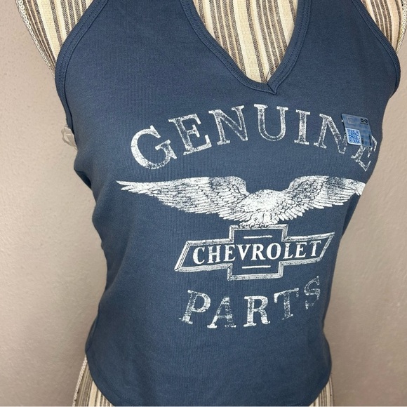 Y2K Vintage Distressed Genuine Chevrolet Parts Halter Top size medium - Picture 3 of 5